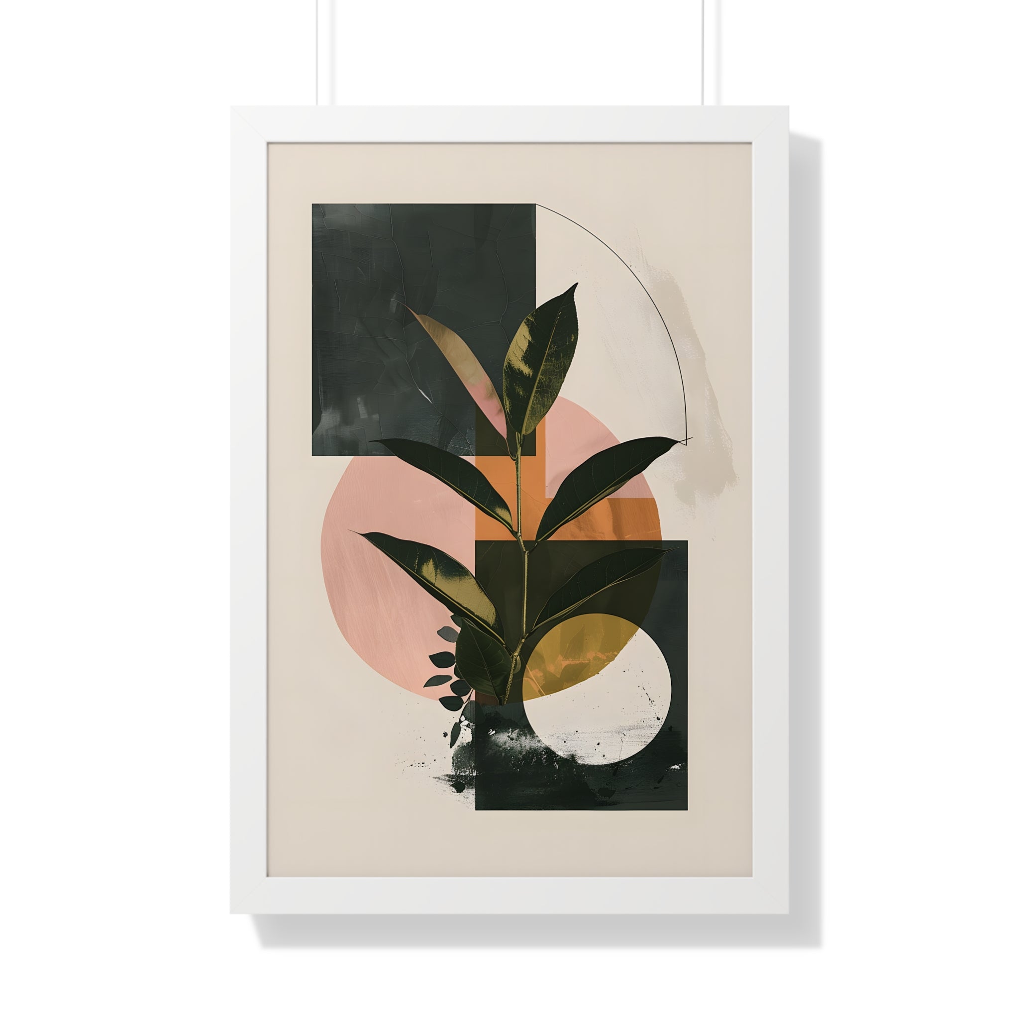 Framed Paper Print - Blush Geometry Leafscape