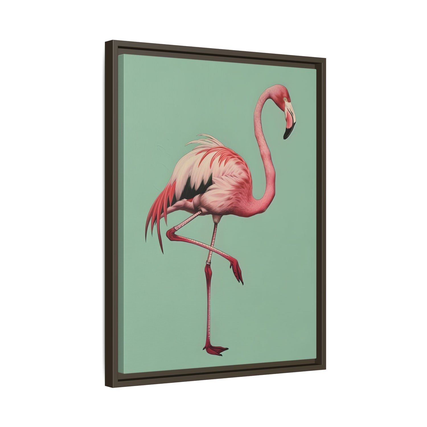 Framed Canvas - Pink Flamingo Tropical
