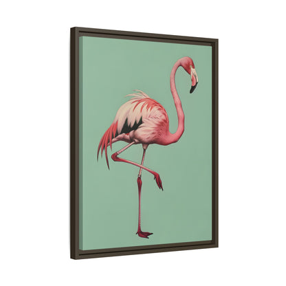 Framed Canvas - Pink Flamingo Tropical