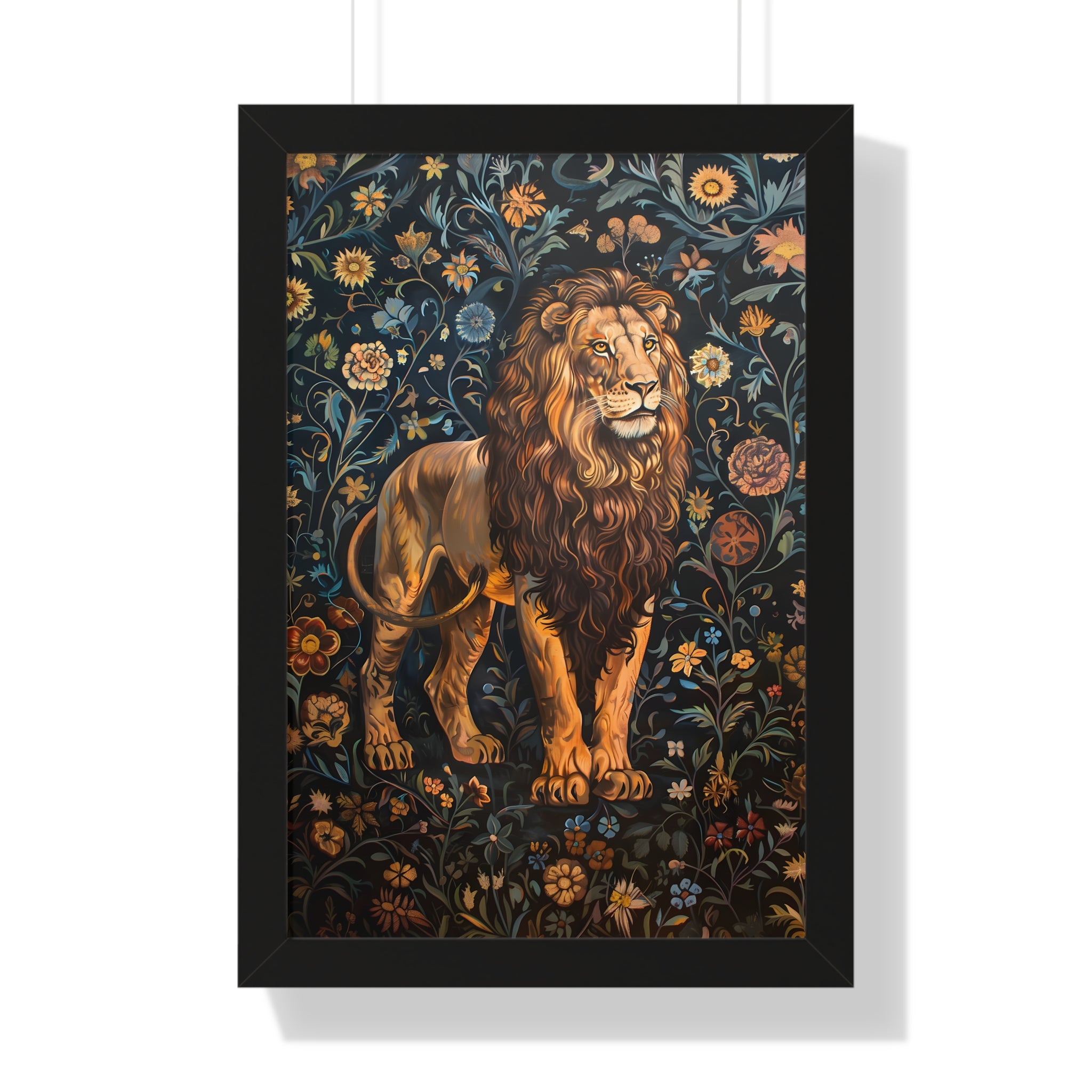 Framed Paper Print - Majestic Floral Lion