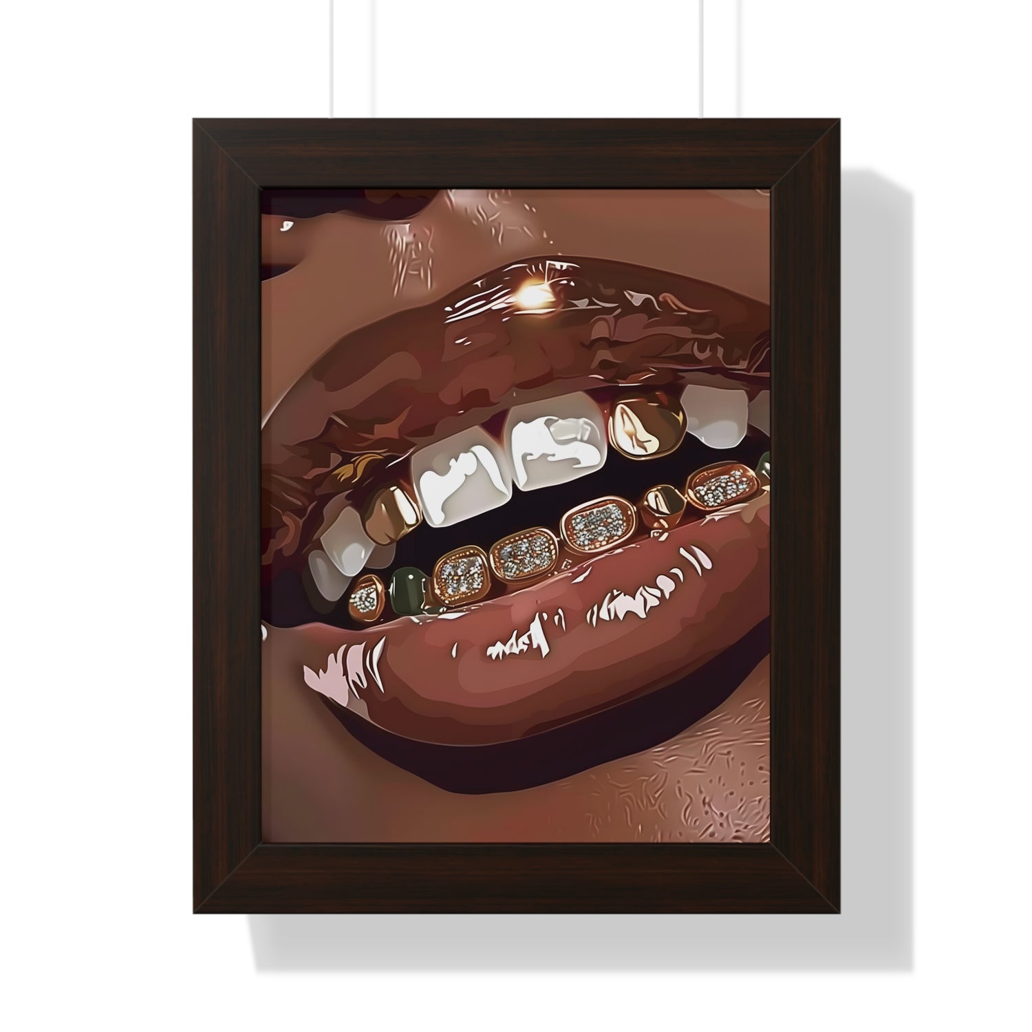 Framed Paper Print - Golden Grill Smile