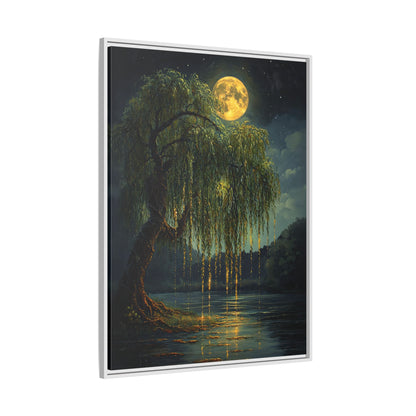 Framed Canvas - Moonlit Willow Glow