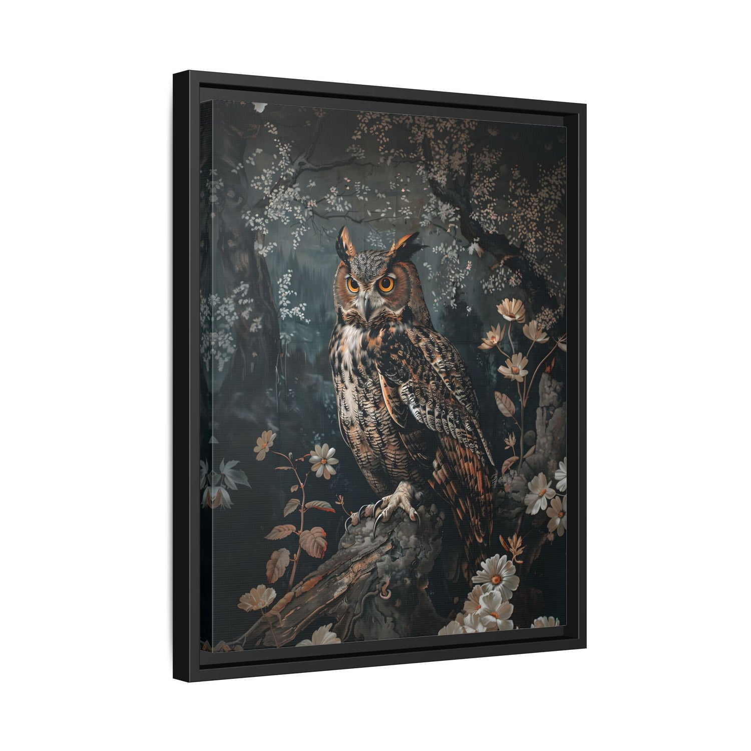Framed Canvas - Midnight Watchful Owl