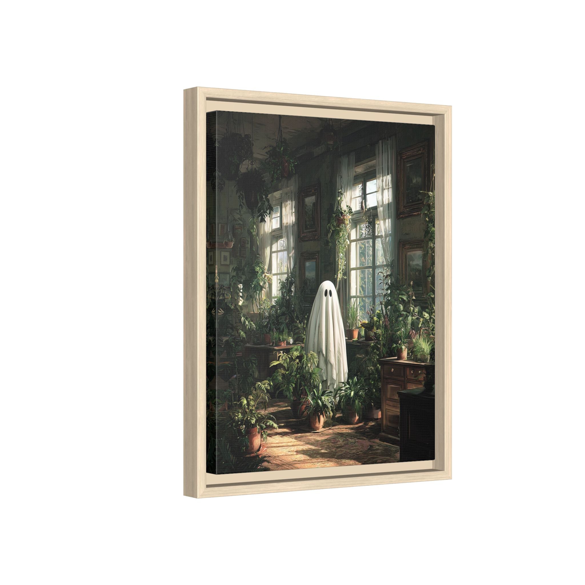 Framed Canvas - Ghost Among Houseplants