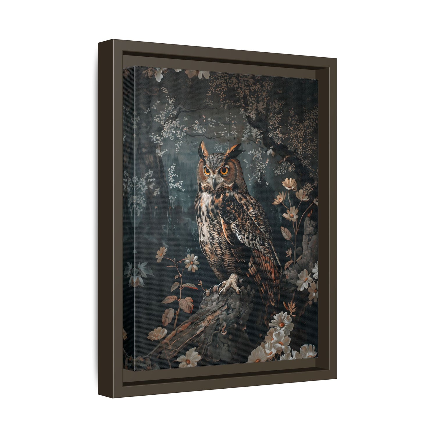 Framed Canvas - Midnight Watchful Owl