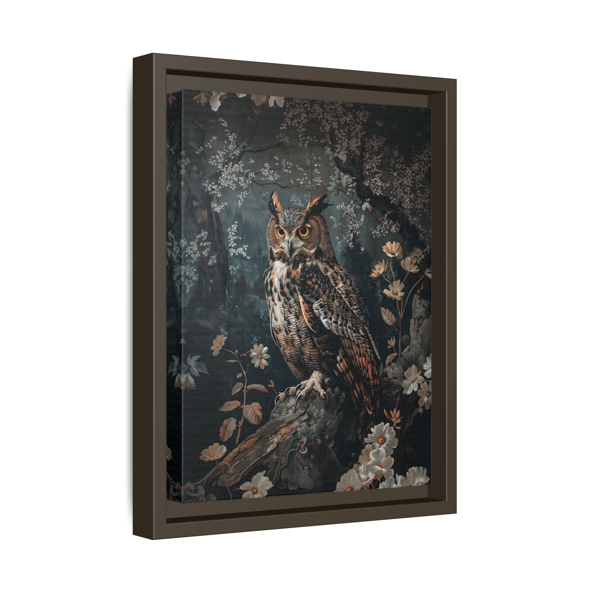Framed Canvas - Midnight Watchful Owl