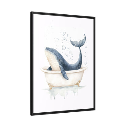 Framed Canvas - Whale Tub Bubble Splash