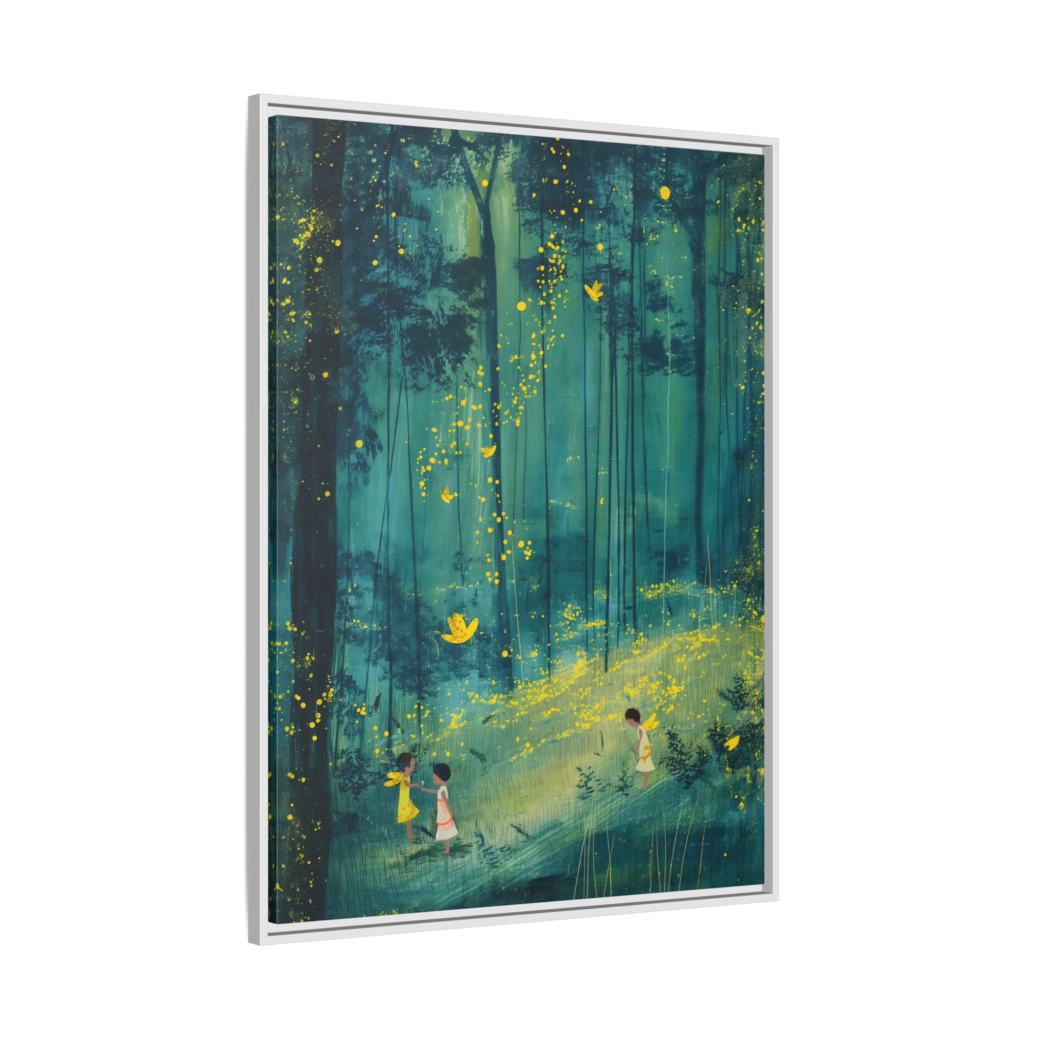 Framed Canvas - Enchanted Firefly Forest