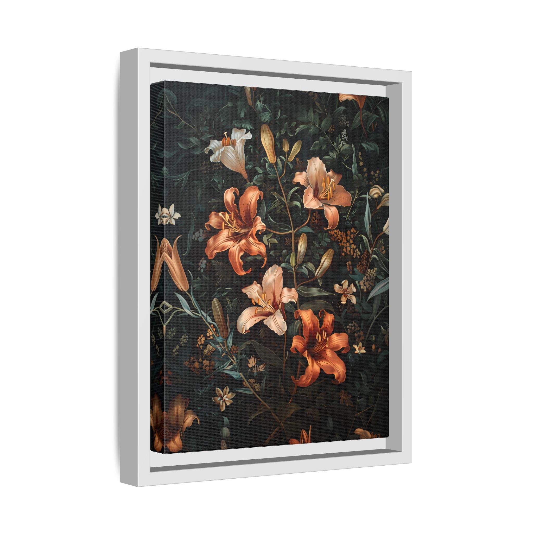 Framed Canvas - Elegant Blooming Lilies