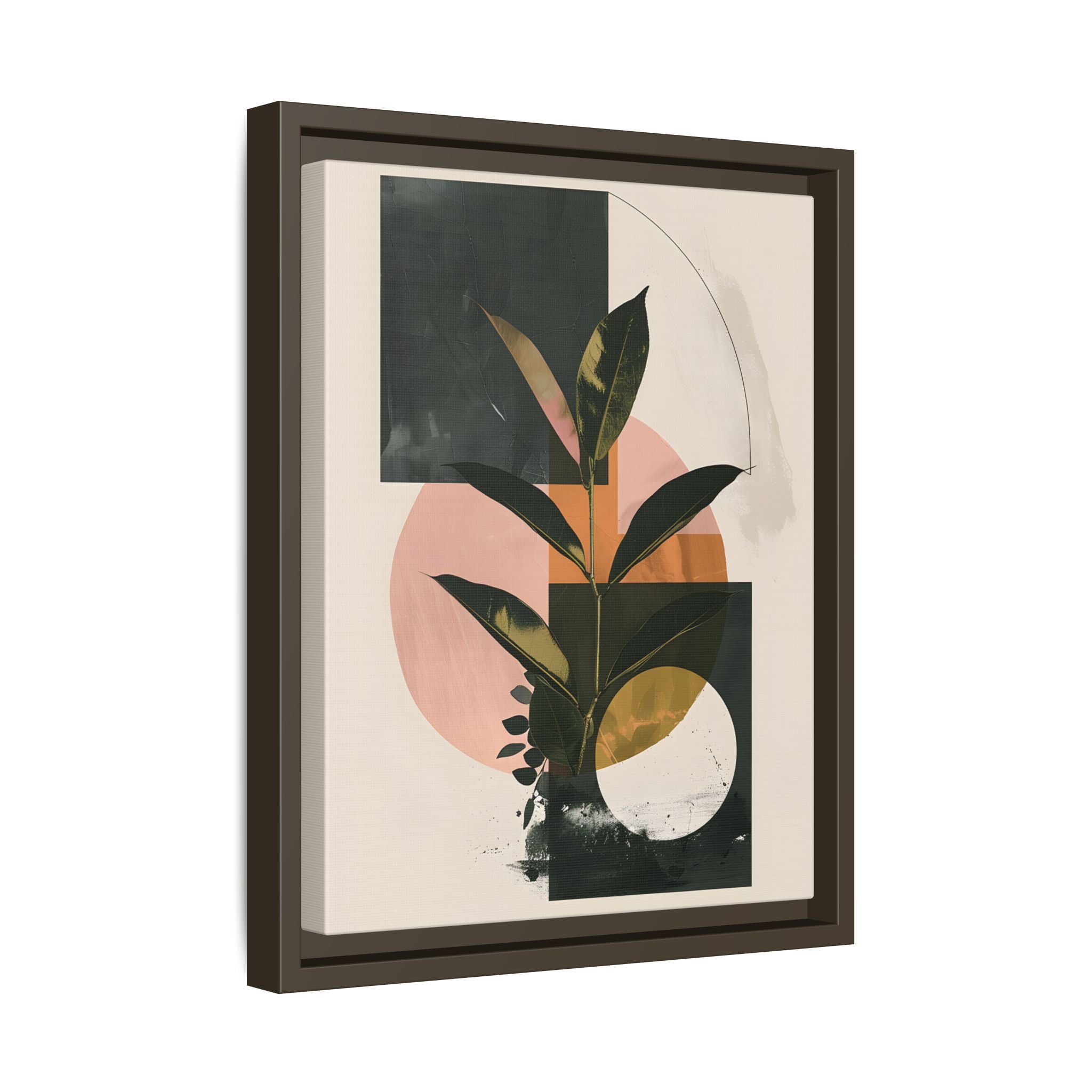 Framed Canvas - Blush Geometry Leafscape