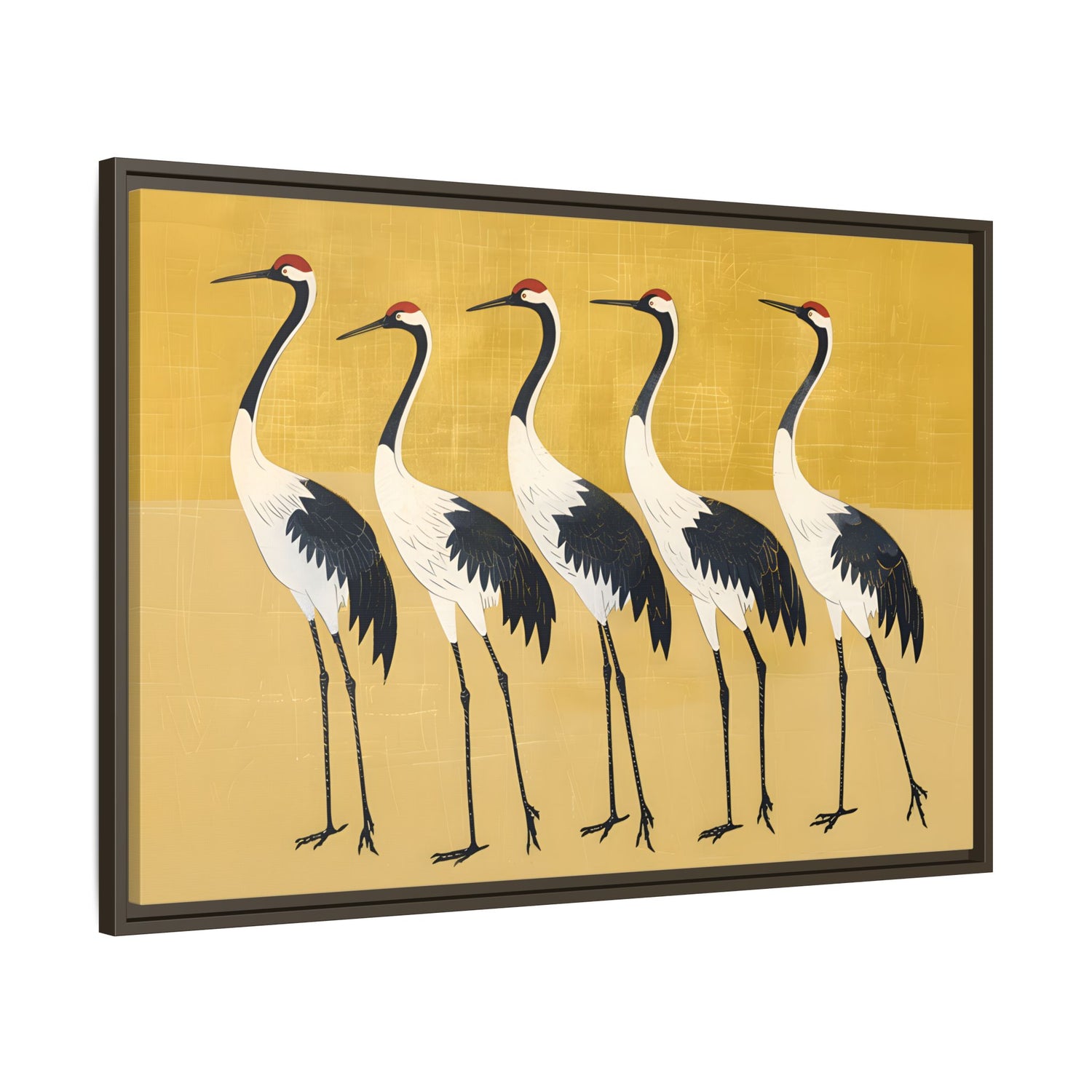 Framed Canvas - Golden Parade of Cranes