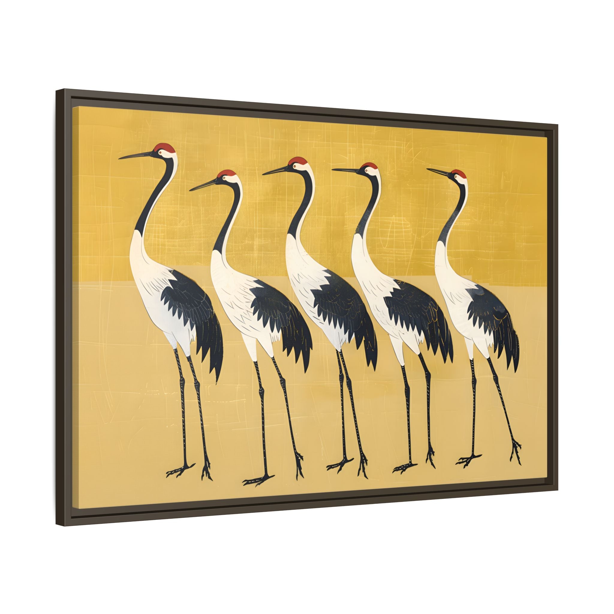 Framed Canvas - Golden Parade of Cranes