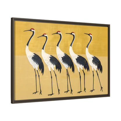Framed Canvas - Golden Parade of Cranes