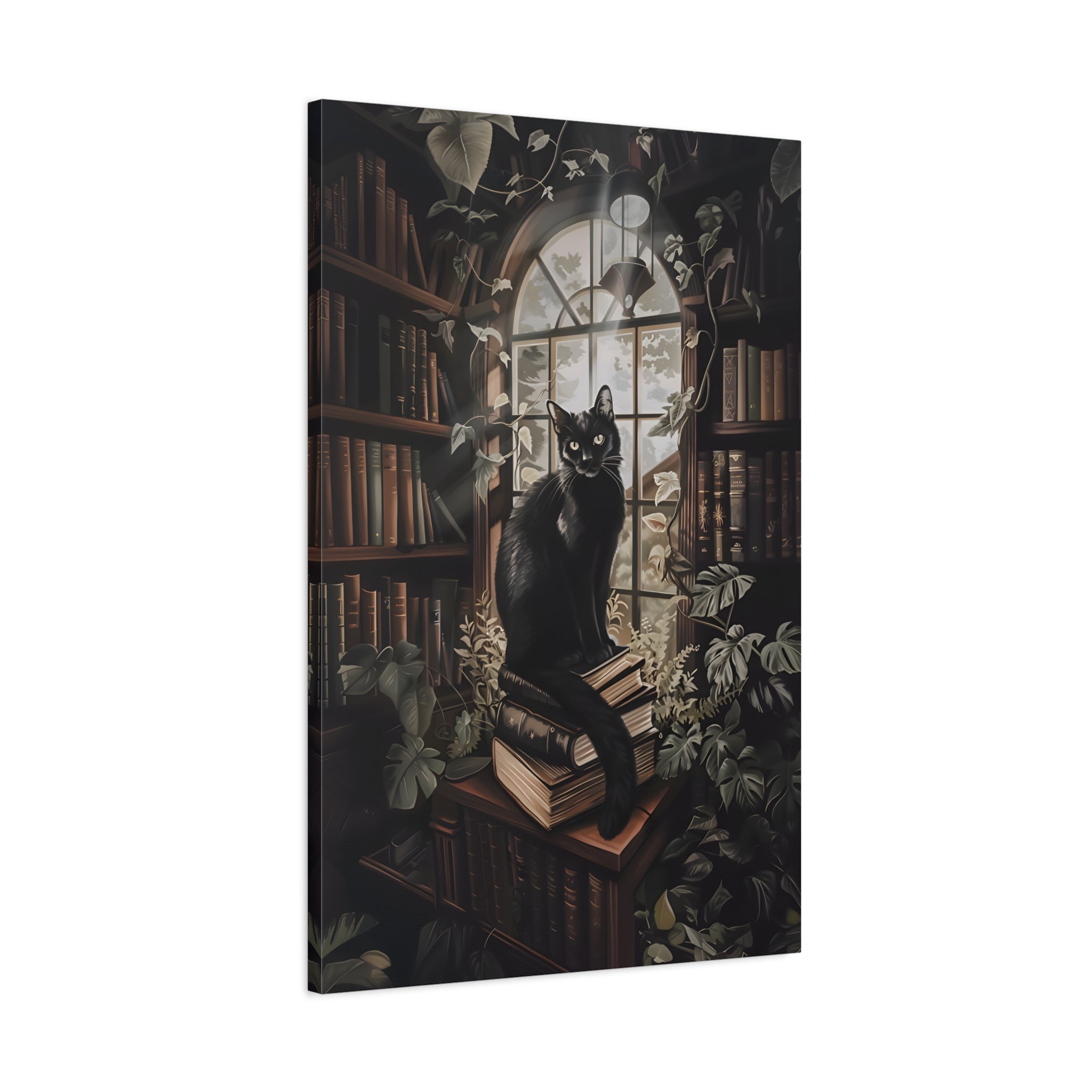 1.25" Matte Canvas - Book Hoarder Feline Gaze