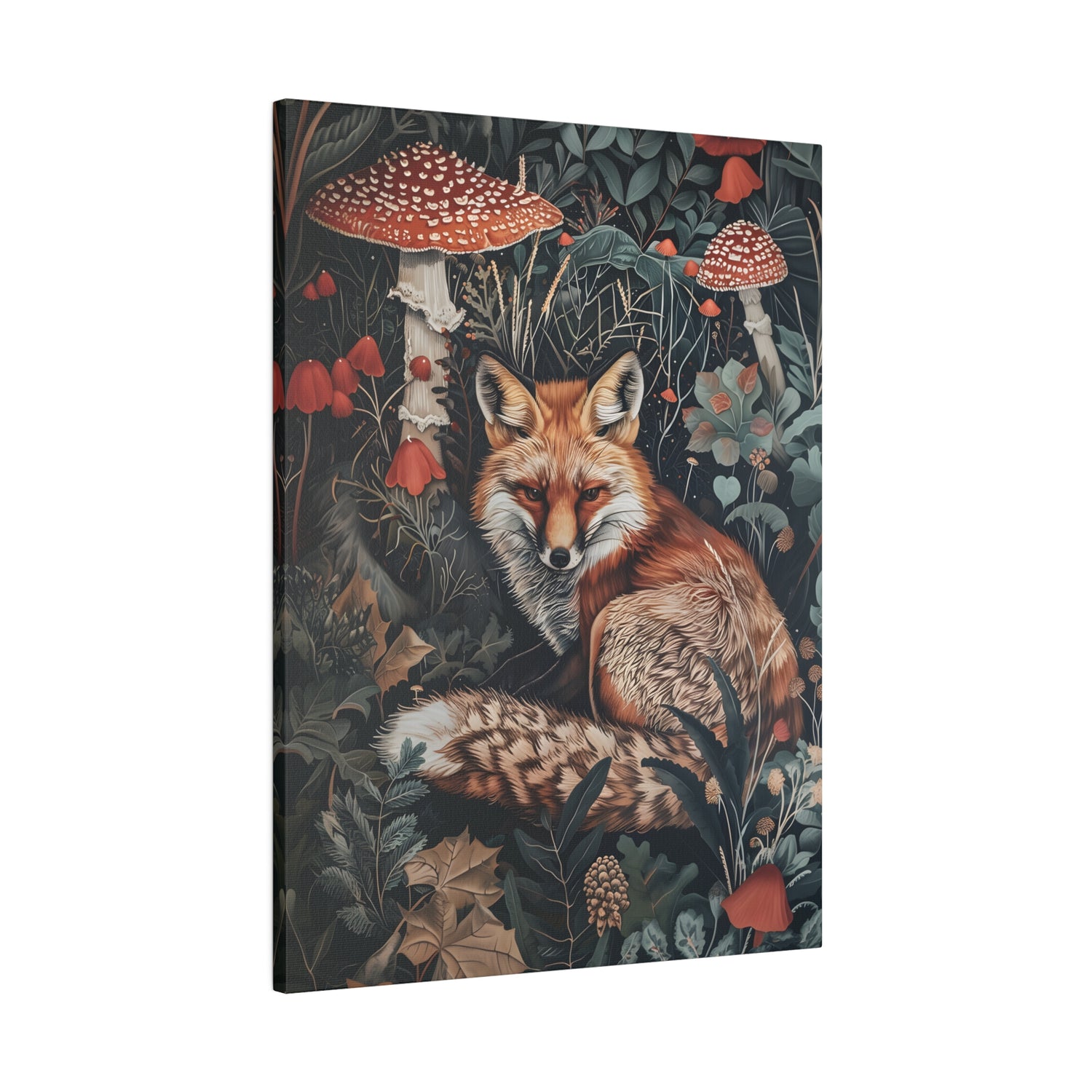 .75&quot; Matte Canvas - Forest Fox with Mushrooms