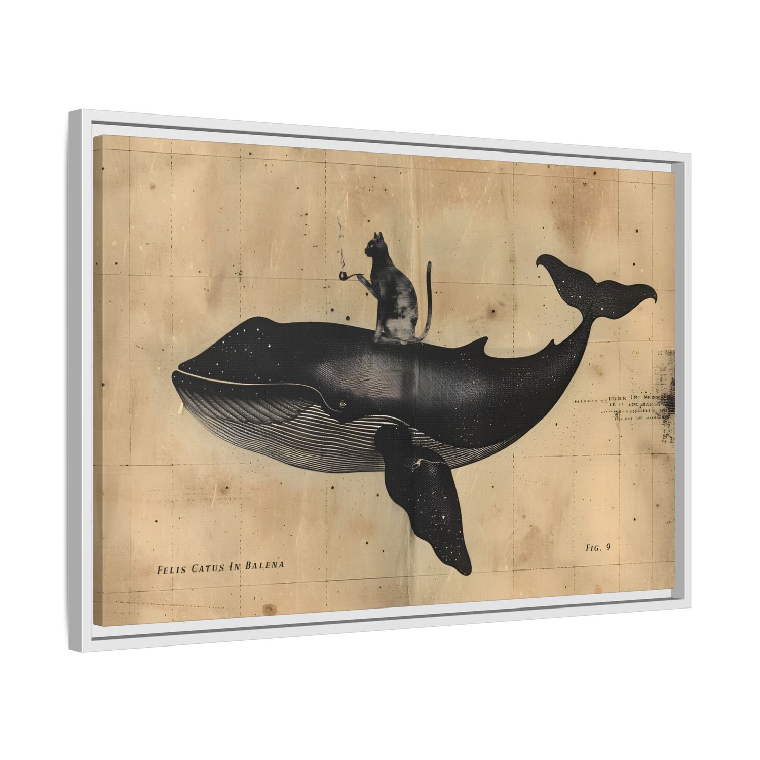 Framed Canvas - Cat Rides Whale Theory