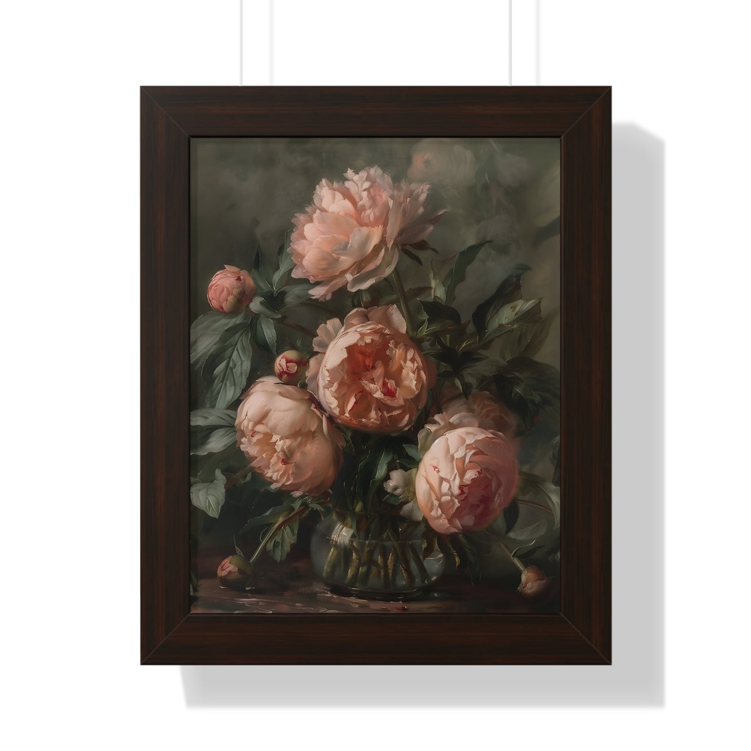 Framed Paper Print - Vintage Blush Peony Bouquet