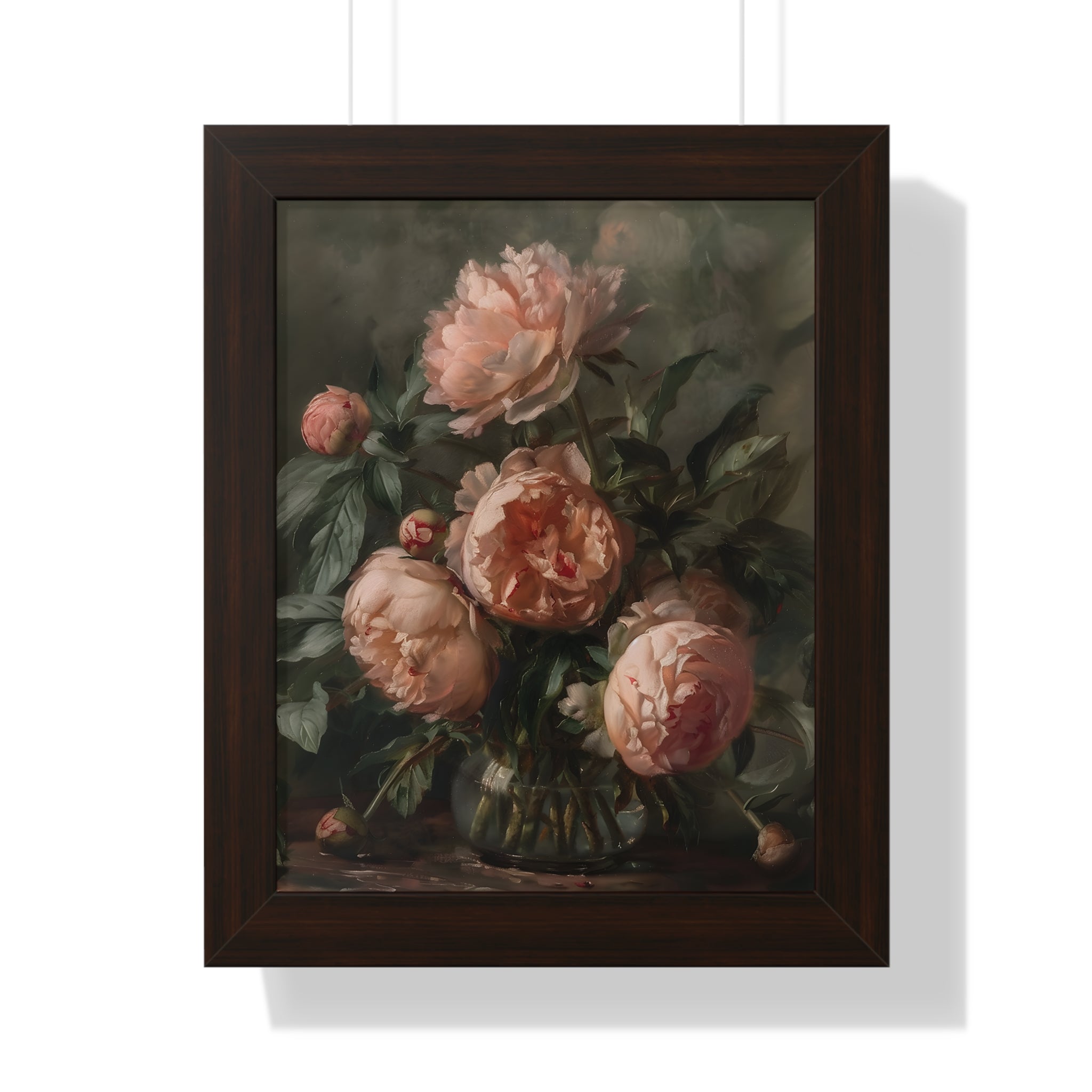 Framed Paper Print - Vintage Blush Peony Bouquet