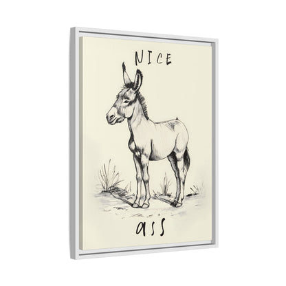 Framed Canvas - Donkey Line Art Humor
