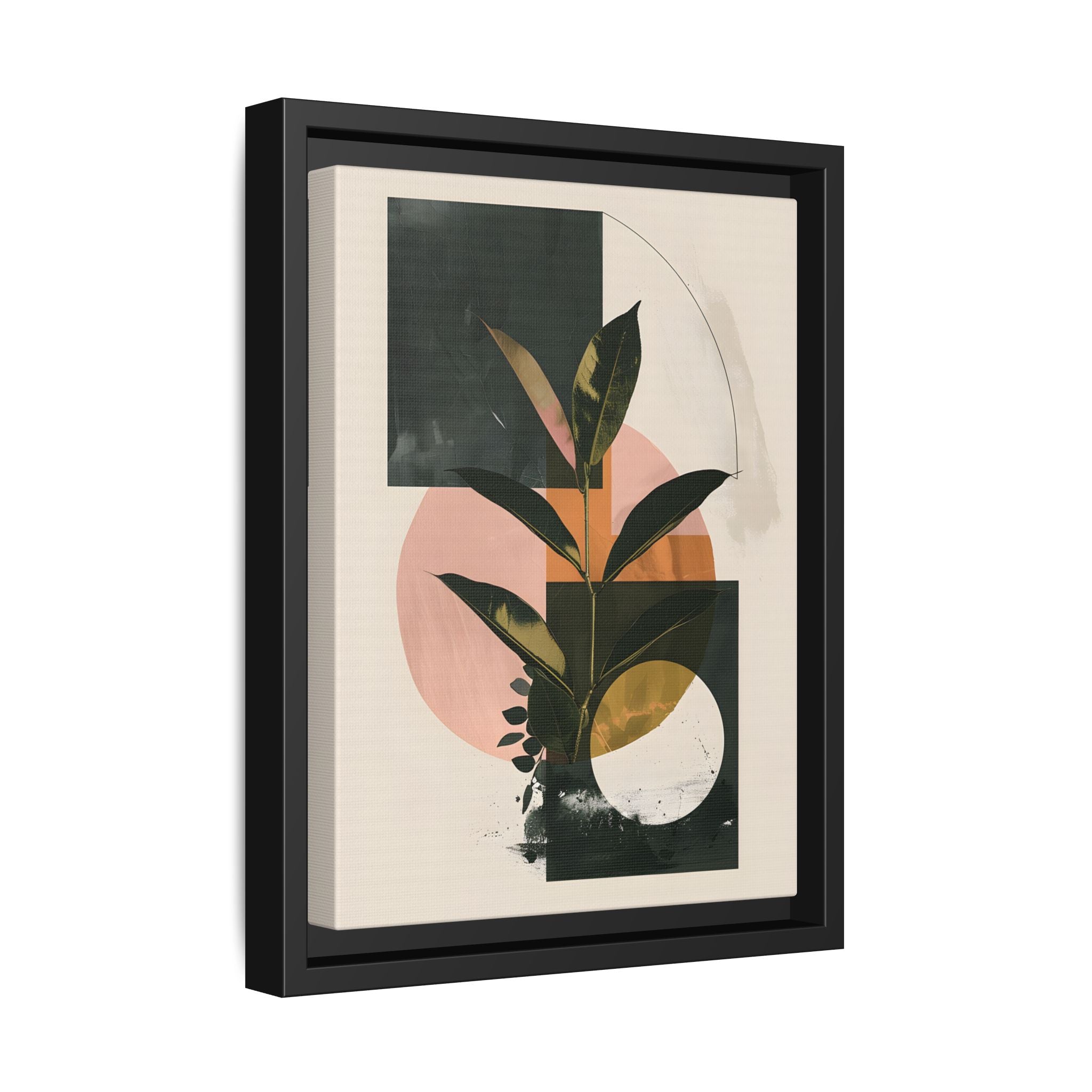 Framed Canvas - Blush Geometry Leafscape