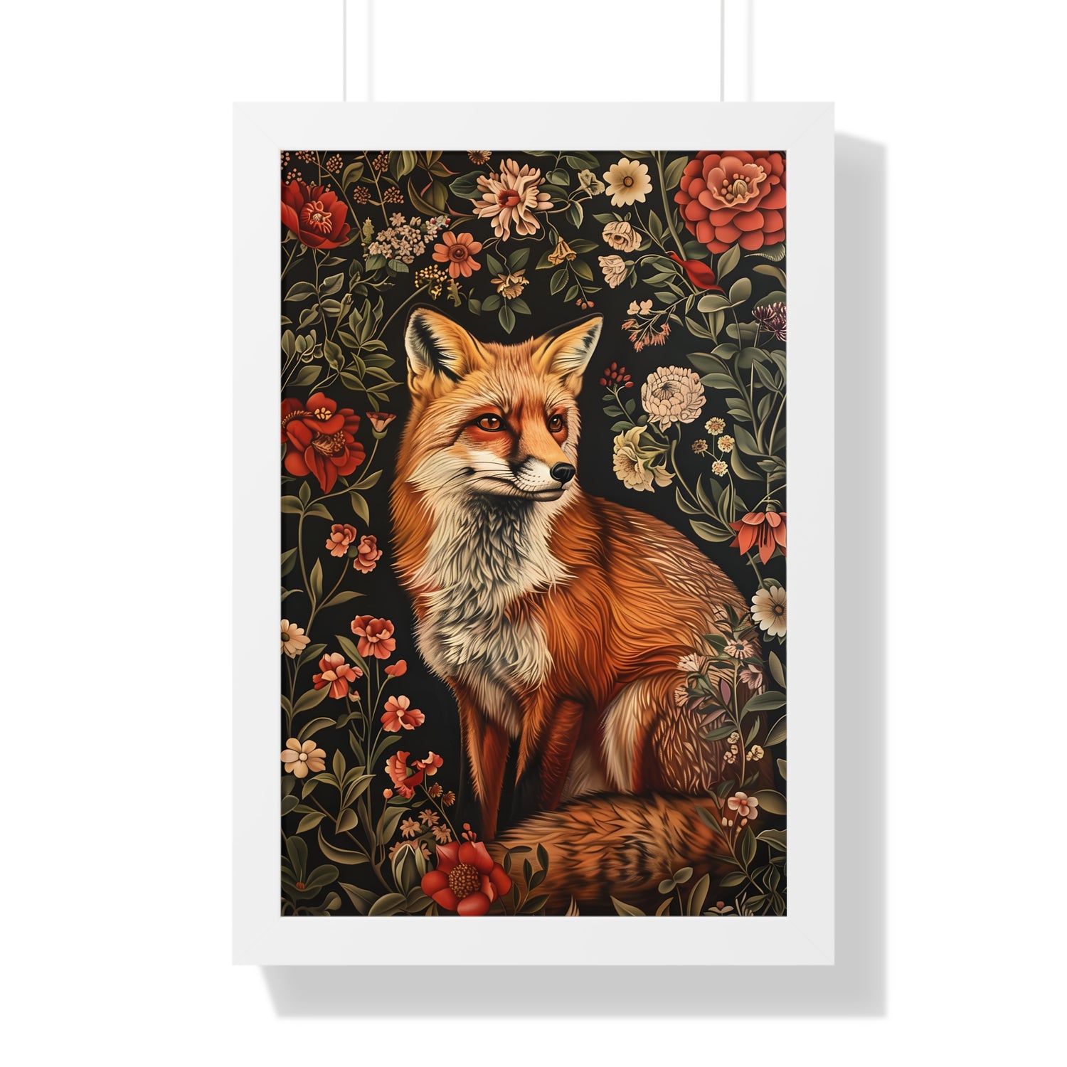 Framed Paper Print - Fox Amongst Floral Whimsy