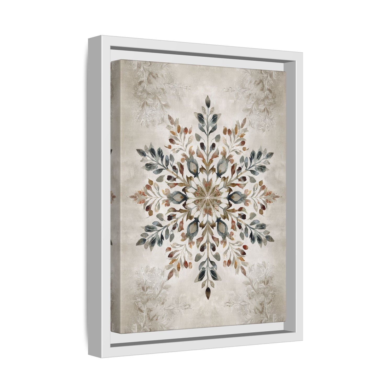 Framed Canvas - Nordic Botanical Snowflake