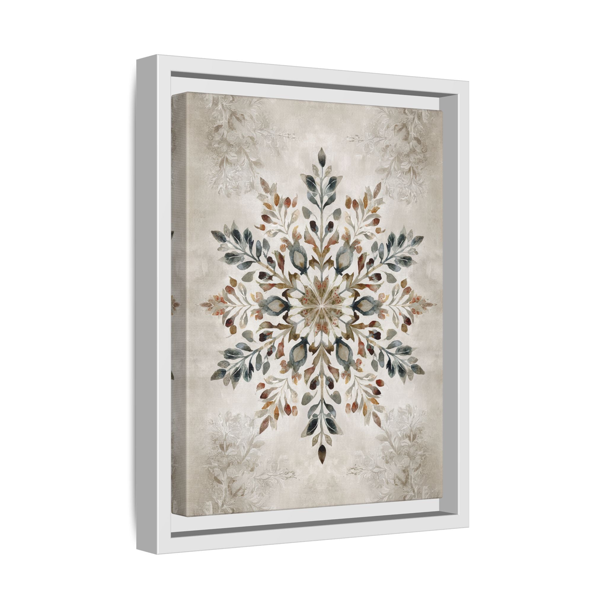Framed Canvas - Nordic Botanical Snowflake