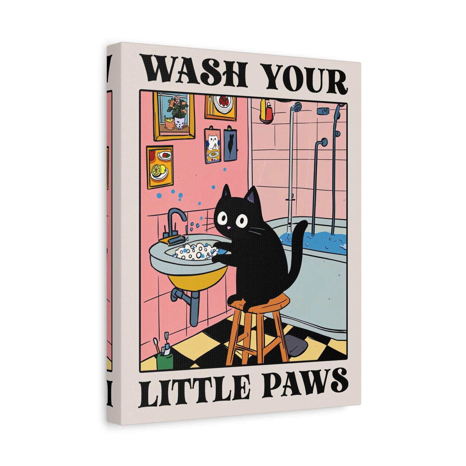 1.25" Matte Canvas - Wash Your Little Paws Cat