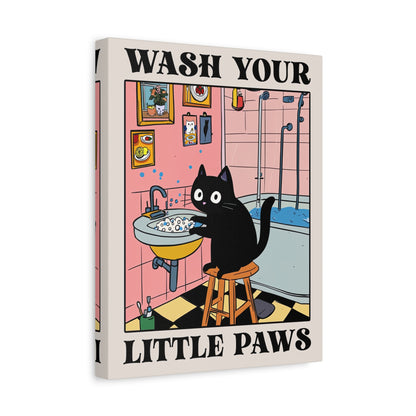 1.25" Matte Canvas - Wash Your Little Paws Cat