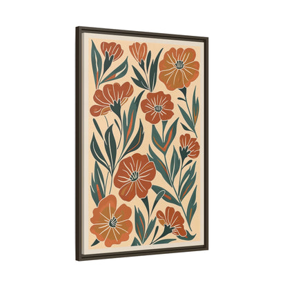 Framed Canvas - Burnt Orange Boho Blossoms