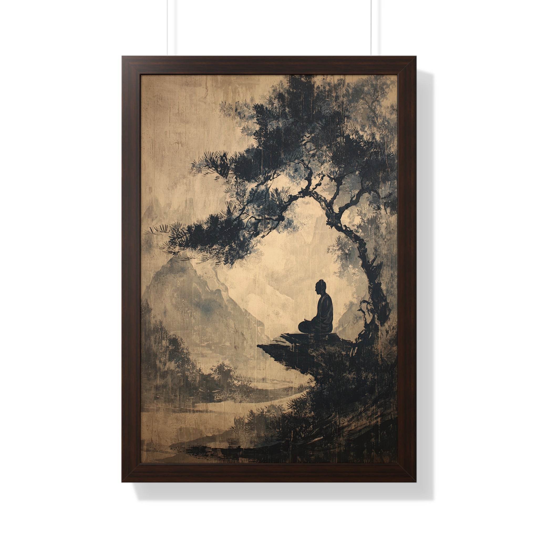 Framed Paper Print - Mountain Tree Zen Silence
