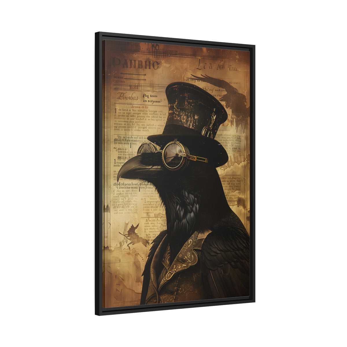Framed Canvas - Steampunk Raven&