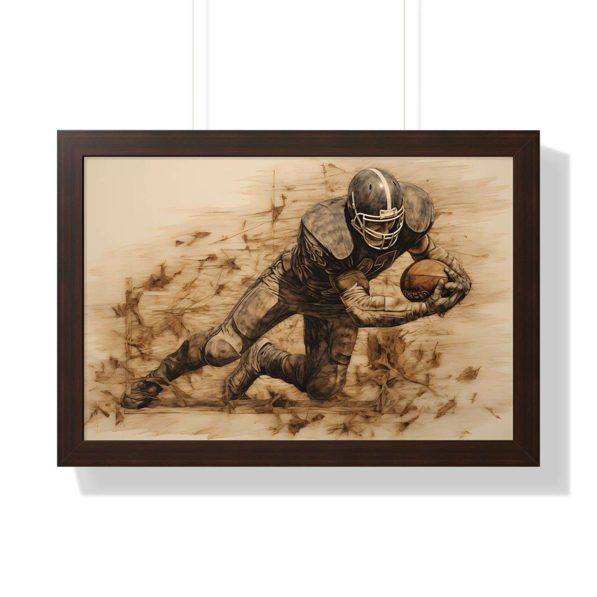 Framed Paper Print - Rustic Quarterback Dive