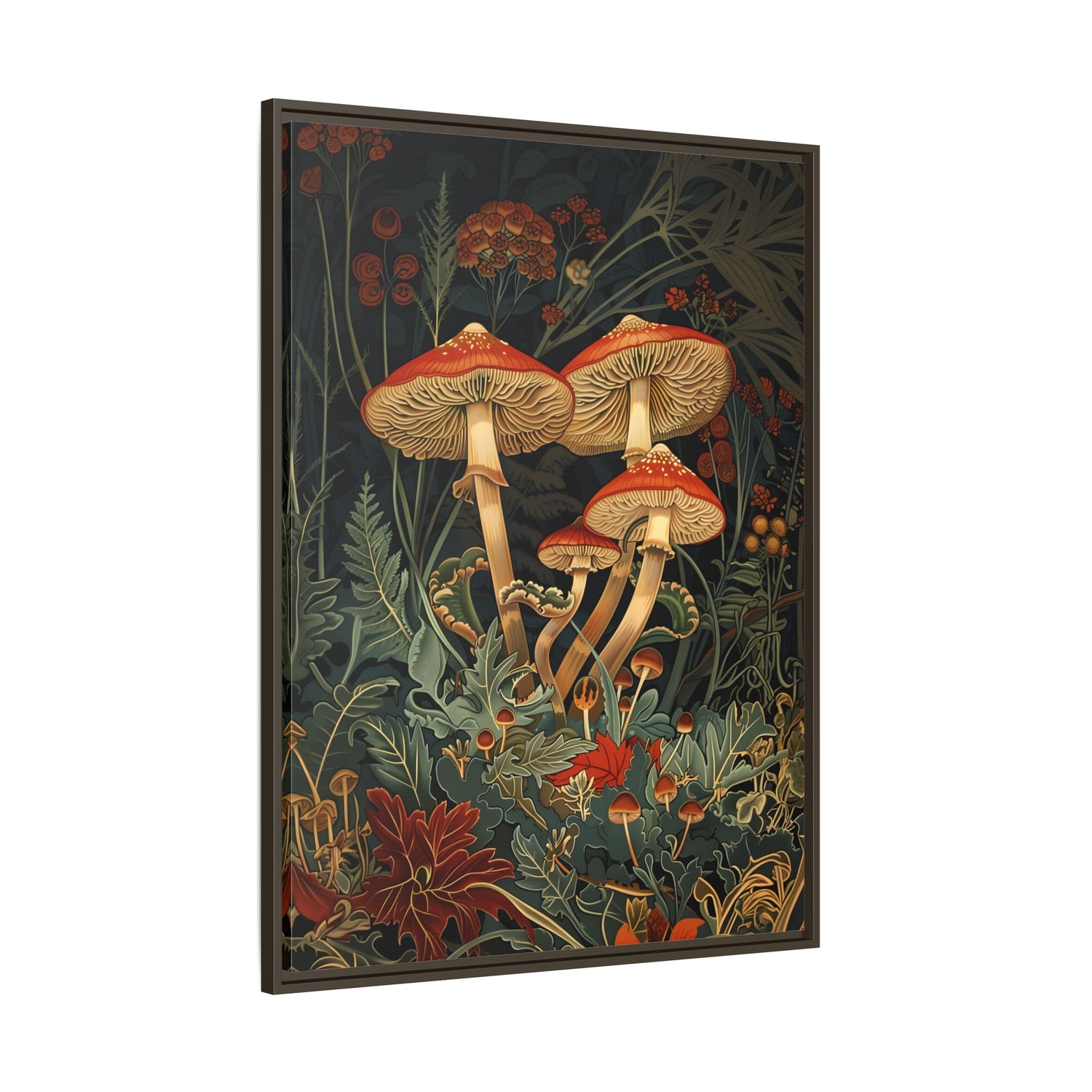 Framed Canvas - Elegant Mushroom Reverie