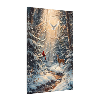 .75" Matte Canvas - Winter Cardinal Deer Owl