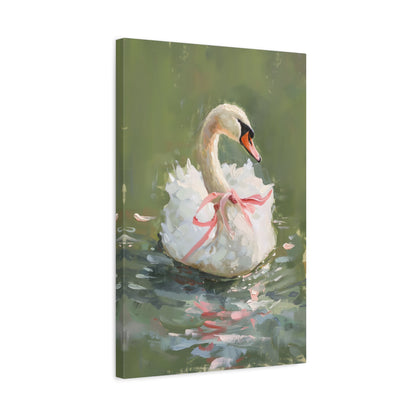 1.25" Matte Canvas - Ballet Swan in Pink Bow