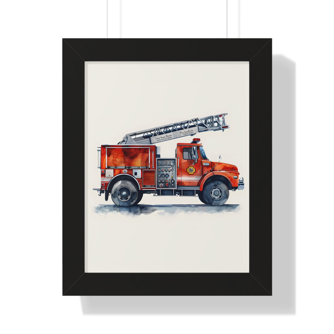 Framed Paper Print - Ladder Firetruck Nursery