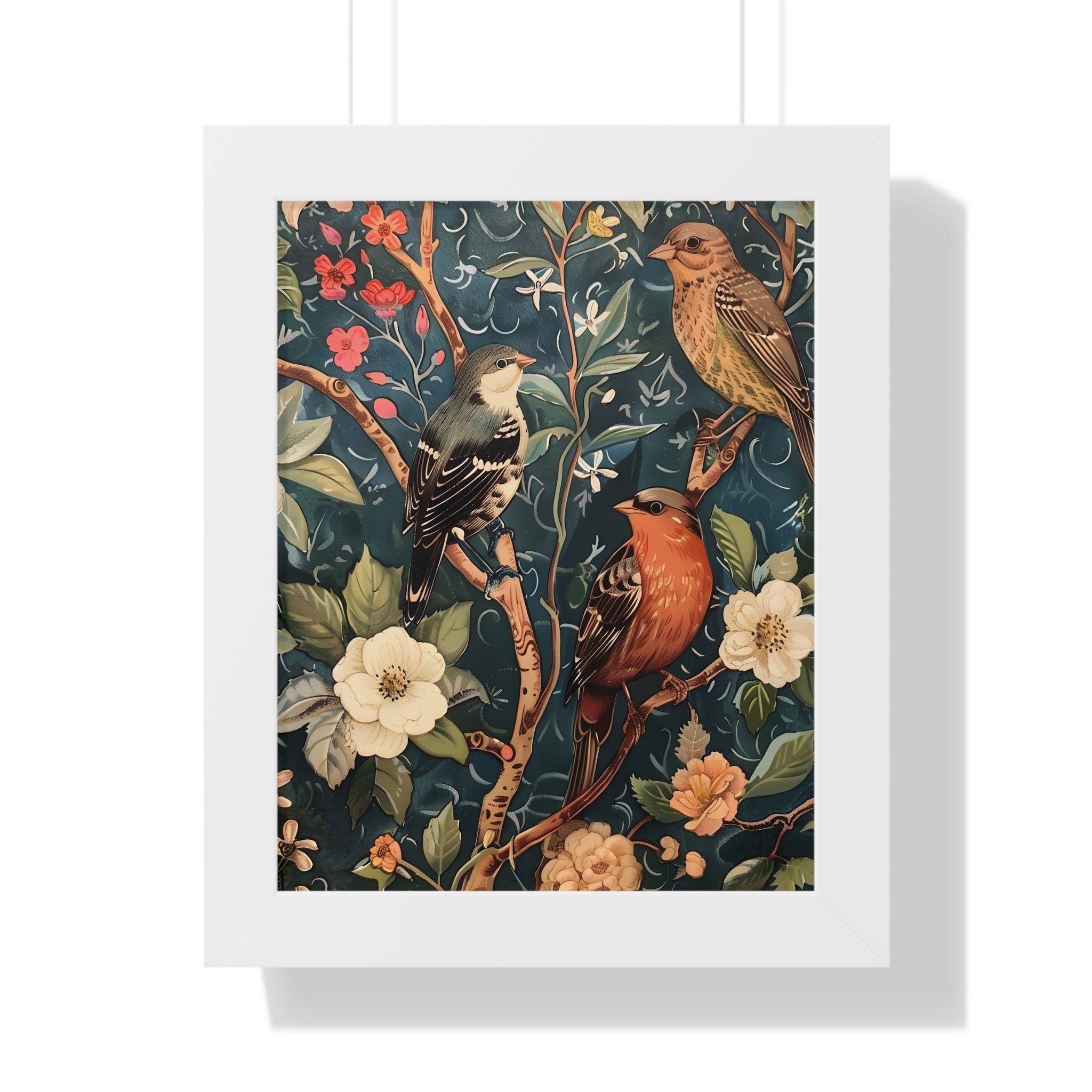 Framed Paper Print - Robin and Sparrow Symphony