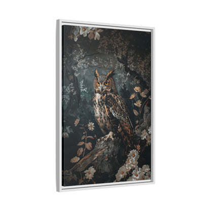 Framed Canvas - Midnight Watchful Owl