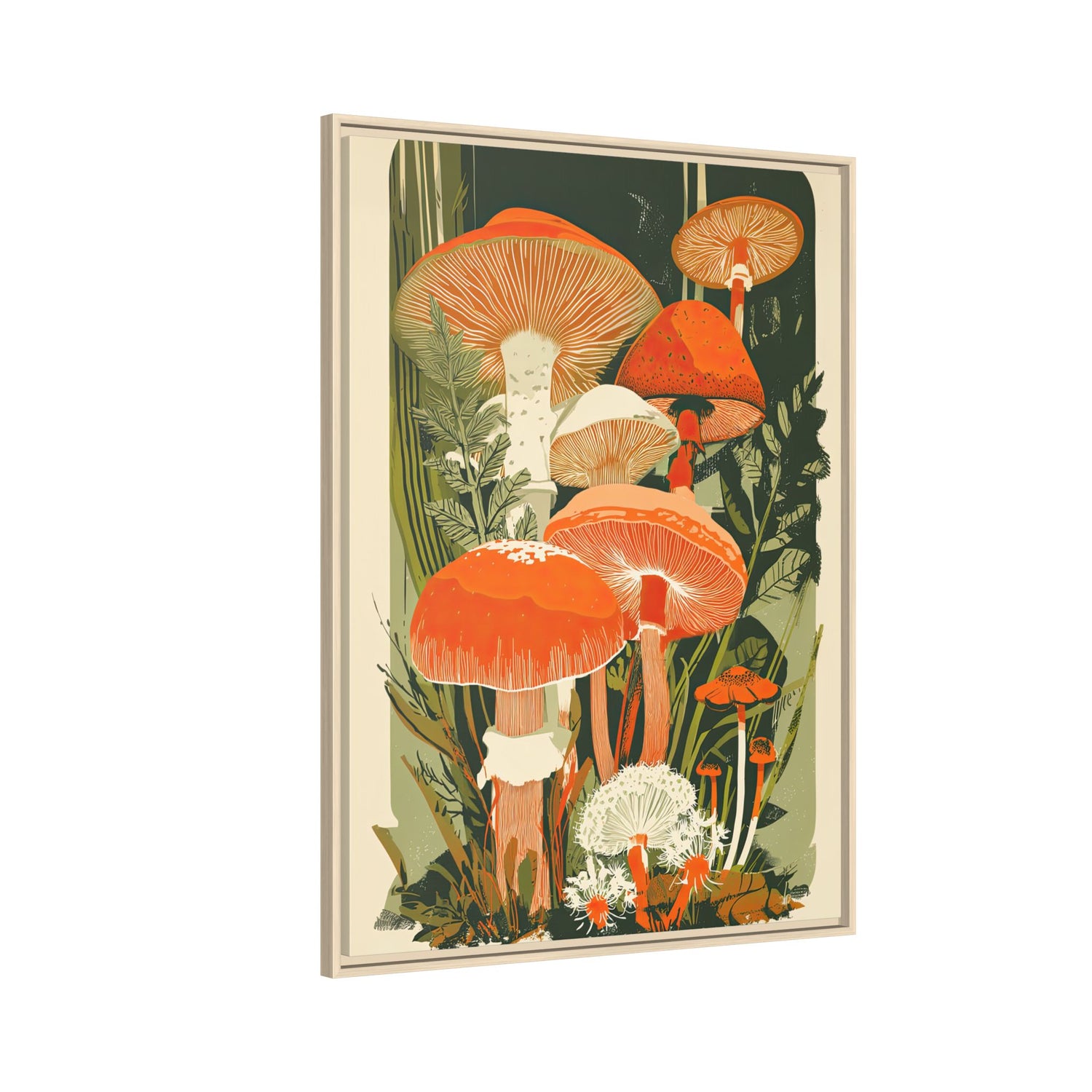 Framed Canvas - Groovy Woodland Mushrooms