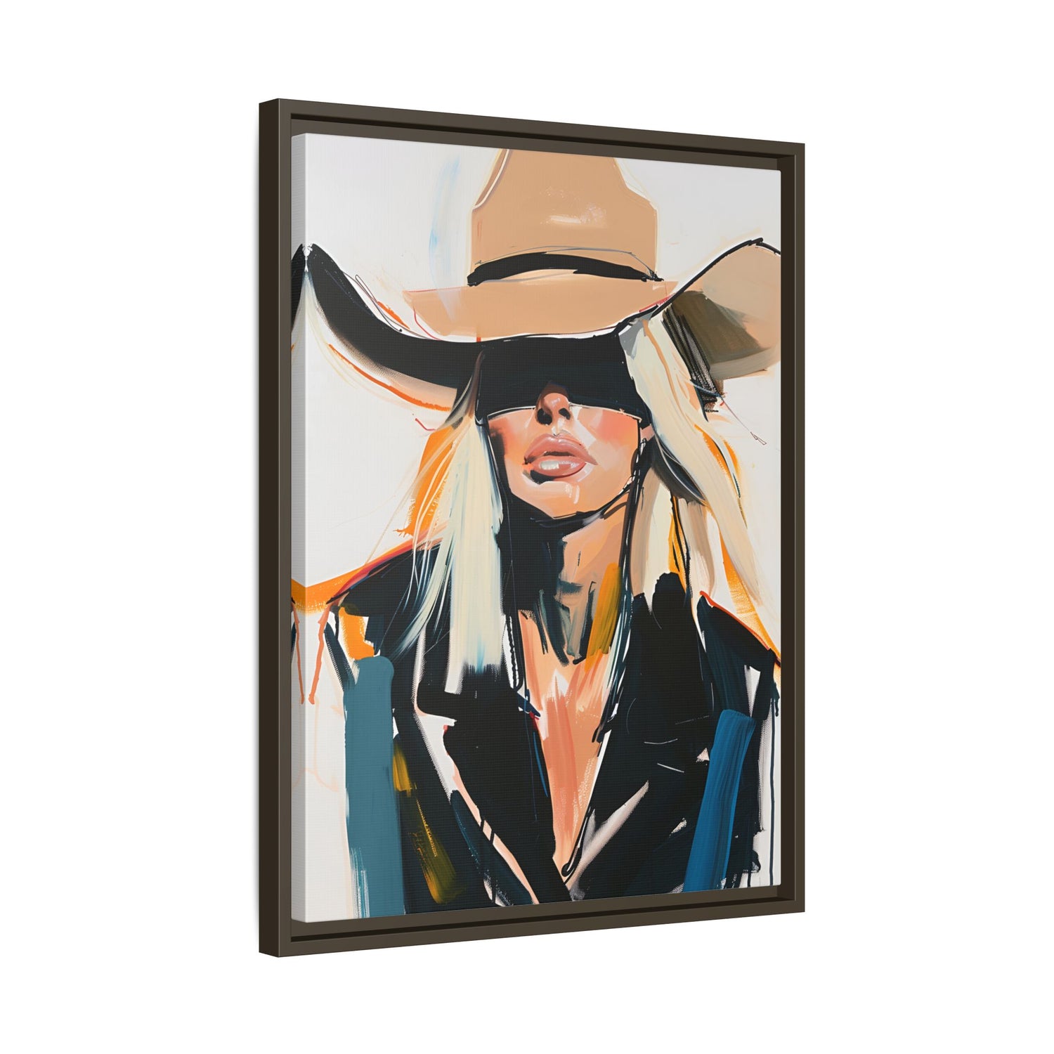 Framed Canvas - Blindfolded Cowgirl Charm