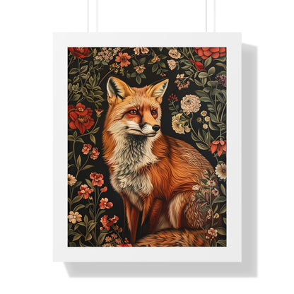 Framed Paper Print - Fox Amongst Floral Whimsy