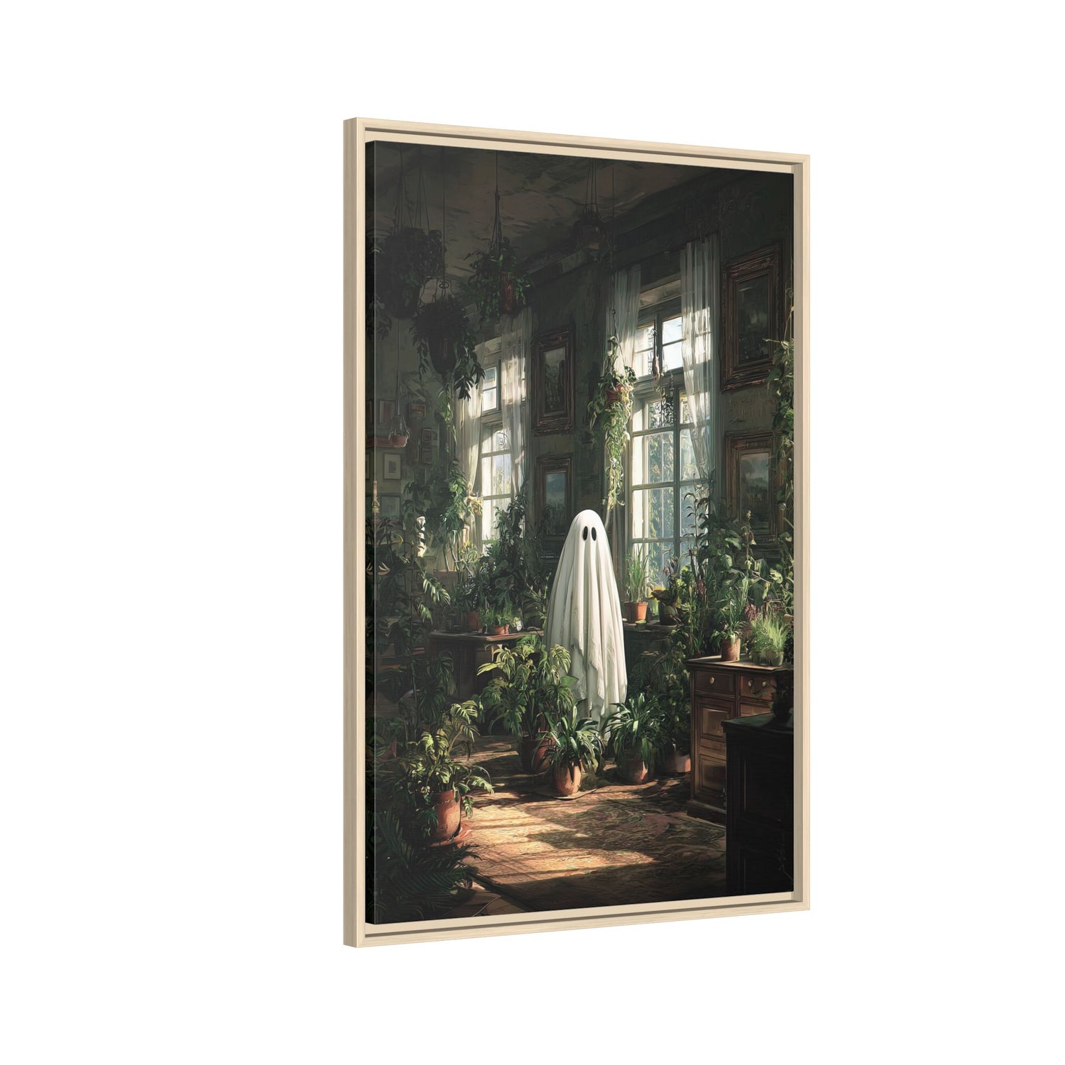 Framed Canvas - Ghost Among Houseplants