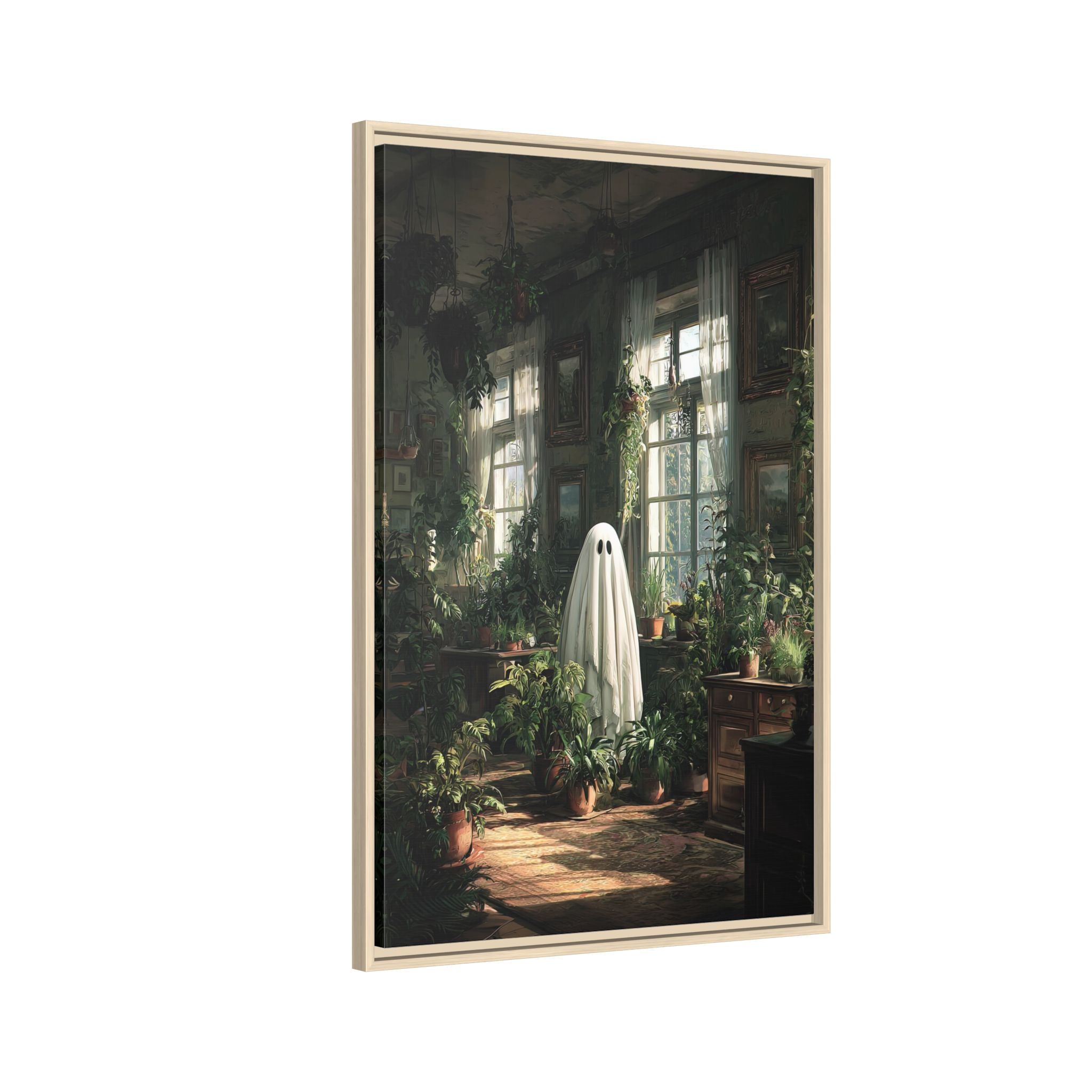 Framed Canvas - Ghost Among Houseplants