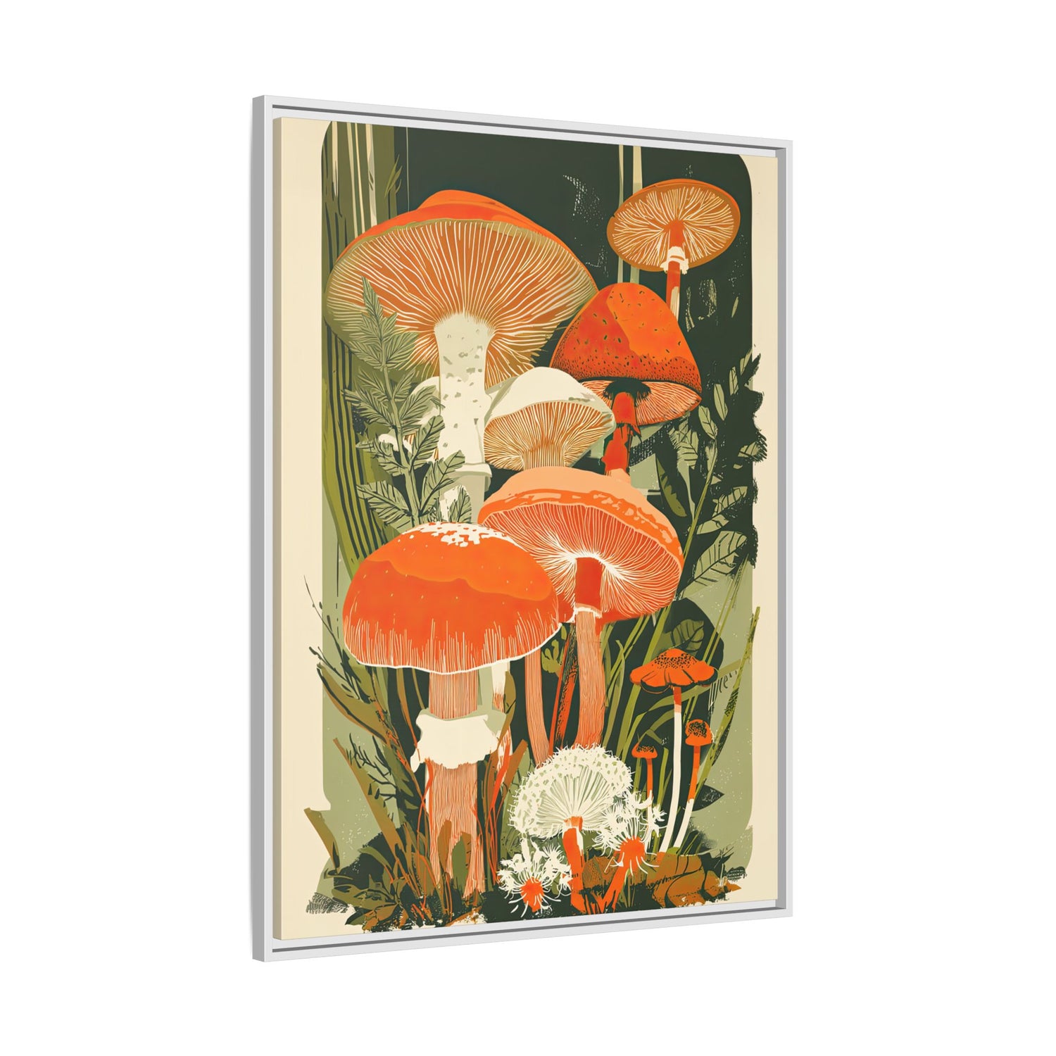 Framed Canvas - Groovy Woodland Mushrooms