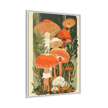 Framed Canvas - Groovy Woodland Mushrooms