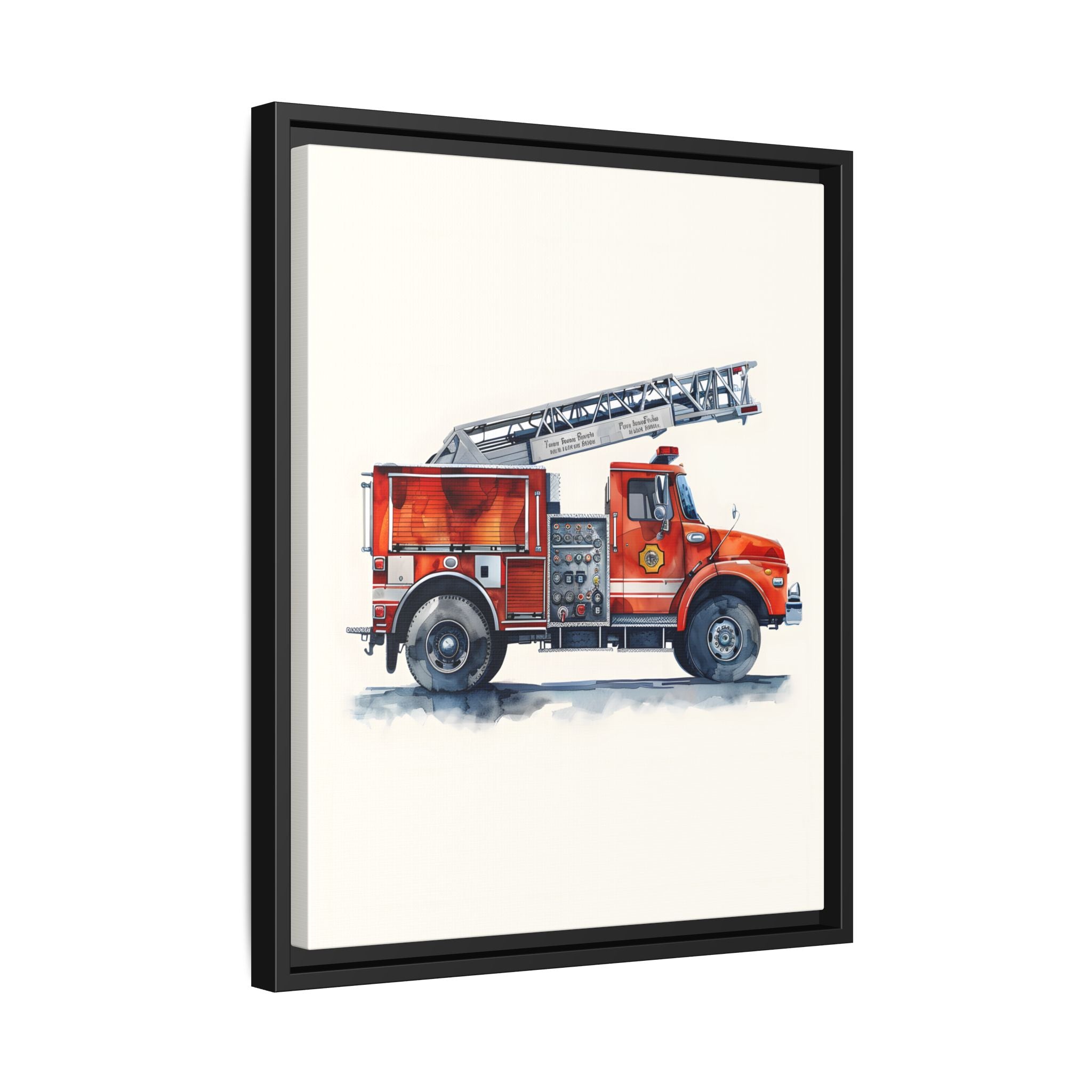 Framed Canvas - Ladder Firetruck Nursery
