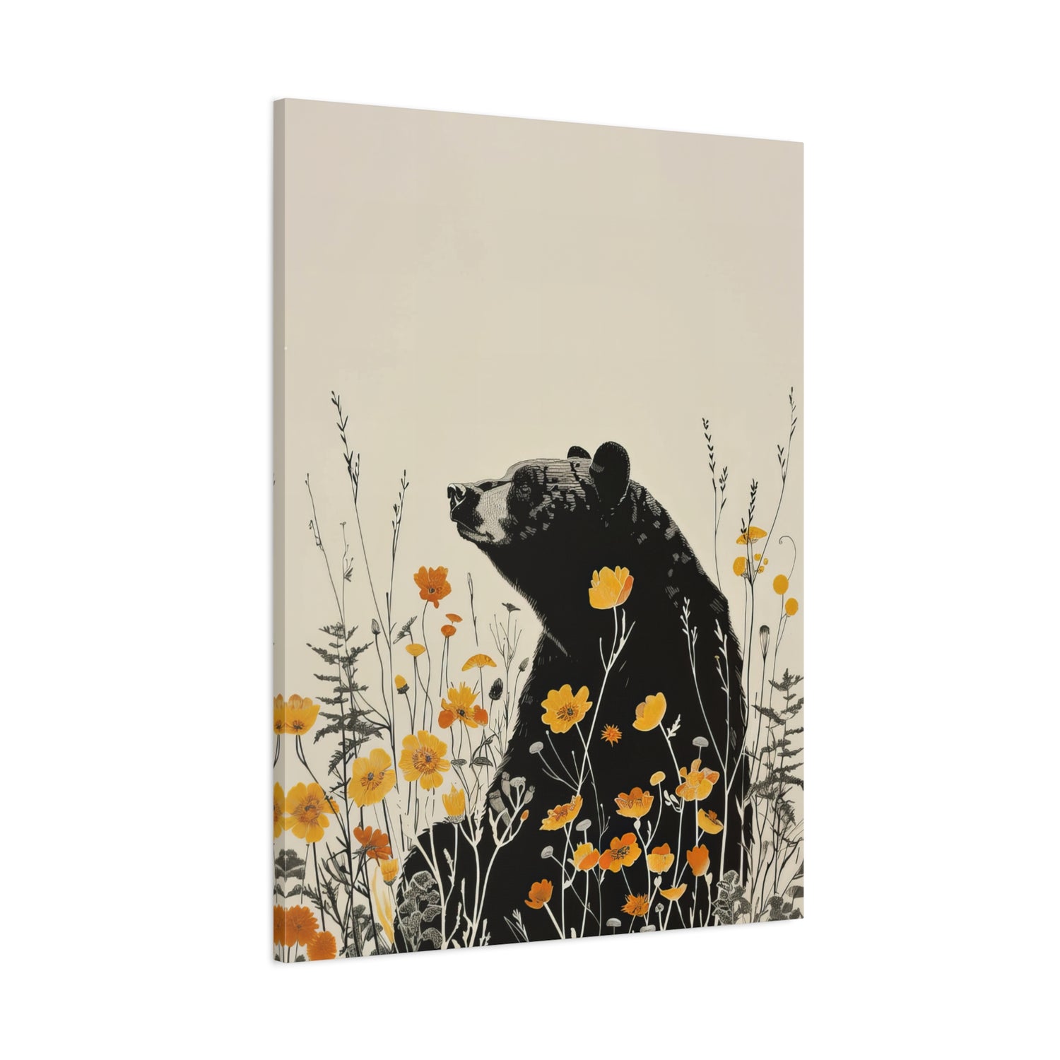 1.25" Matte Canvas - Black Bear in Wildflowers