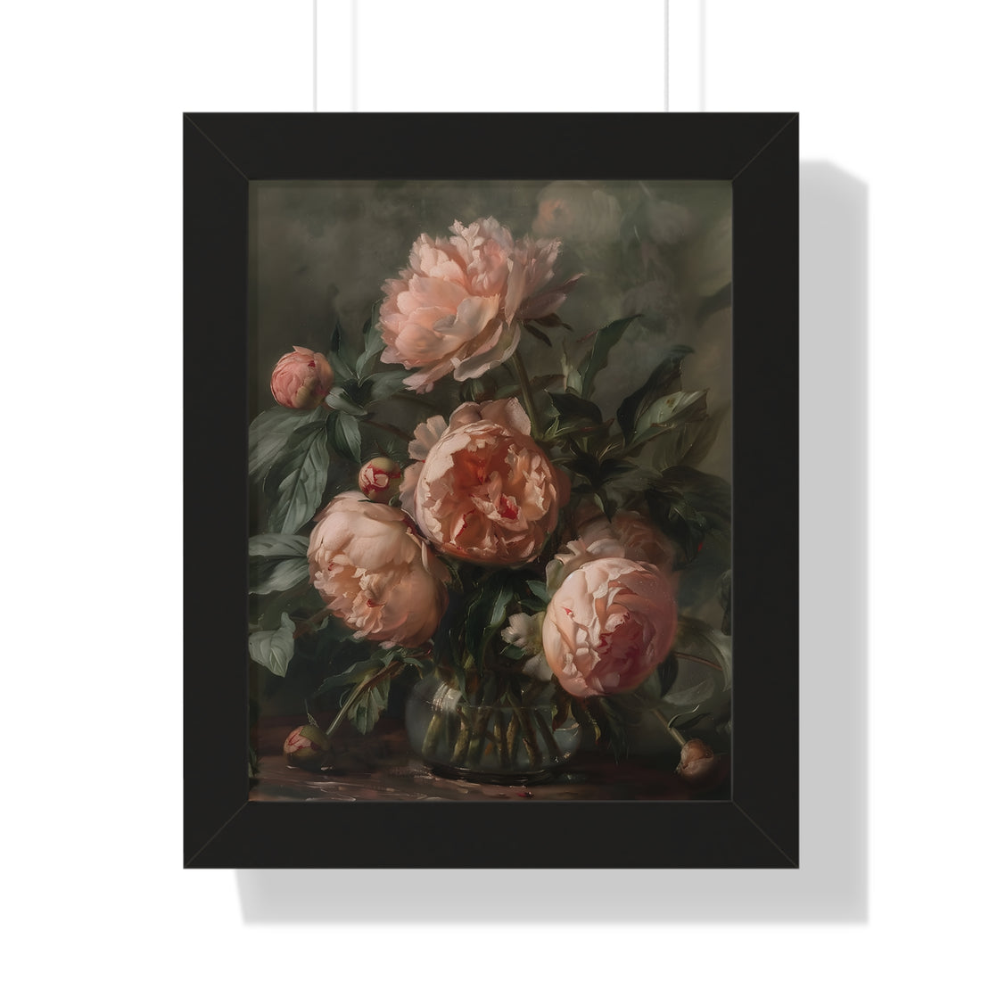 Framed Paper Print - Vintage Blush Peony Bouquet