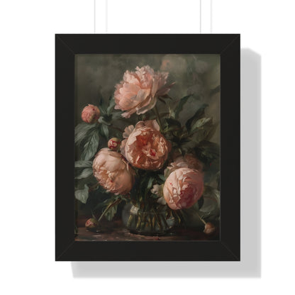 Framed Paper Print - Vintage Blush Peony Bouquet